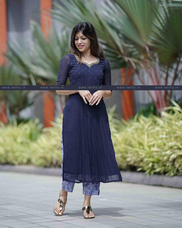 Angel Wardrobe: resent stylish nyra cut kurti with handwork for women