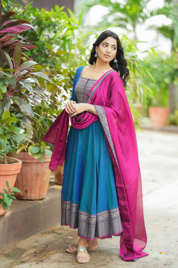 Pure Silk temple Anarkali Gown