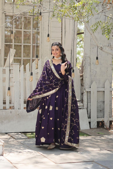 Angel Wardrobe Designed Gown to Make you feel Like a Queen. With Their Comfortable Fit, Premium Fabrics and Stunning Sequins Work, this is sure to make You Feel Confident and Stylish All Day Long.