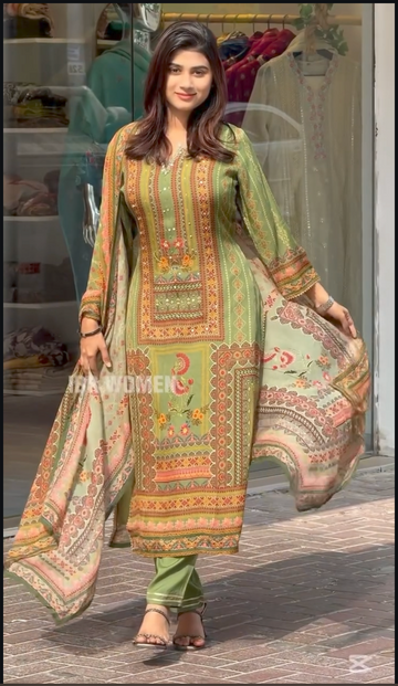 Nayab muslin handwork three pic suit set for women