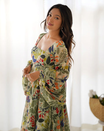 Angel Wardrobe: Presents Heavy Pure Soft Fox Georgette Floral Print gown