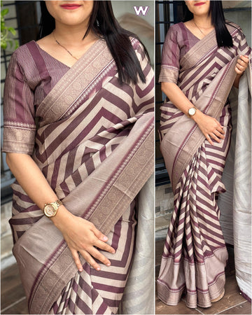 Angel Wardrobe:Designer digital printed saree with touch of zari jacquard boder