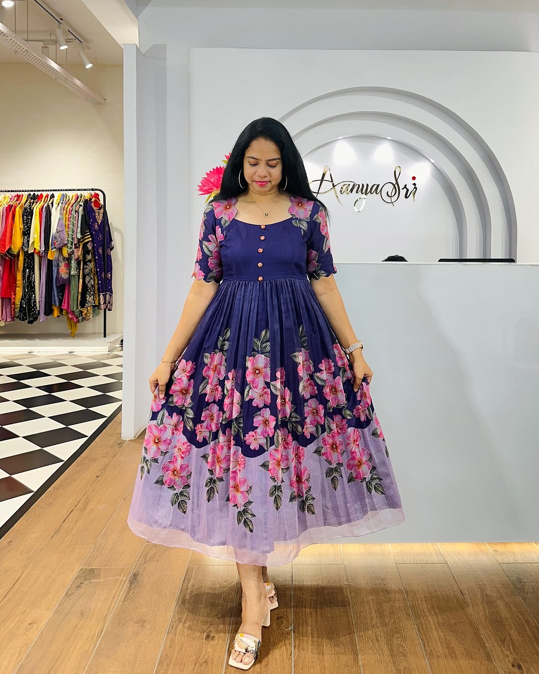Henny kota chex western long gown for women.