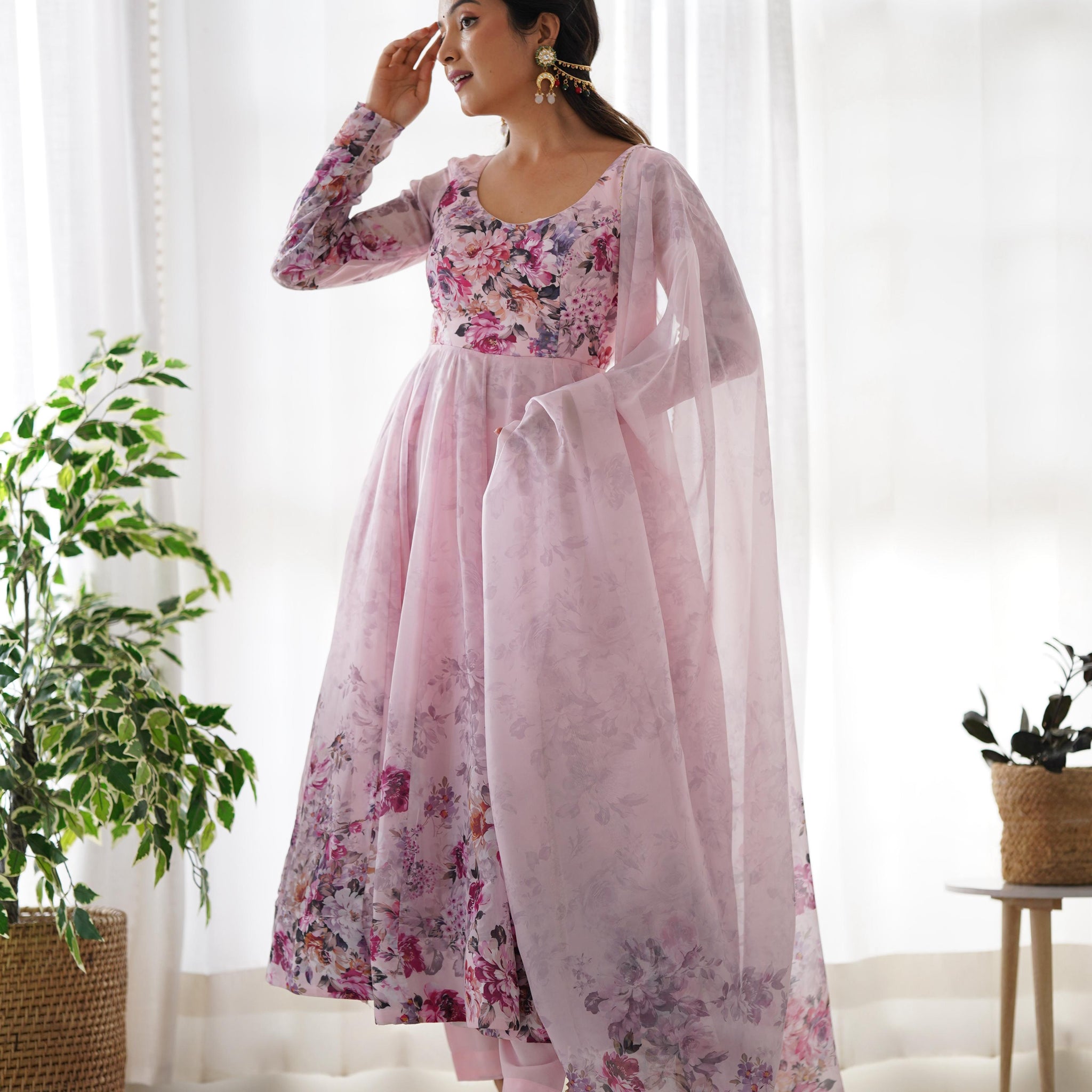 Angel Wardrobe: Presents heavy pure soft organja silk print gown