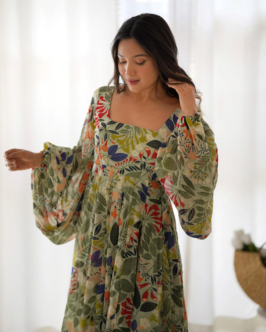 Angel Wardrobe: Presents  Heavy Pure Soft Fox Georgette Floral Print gown
