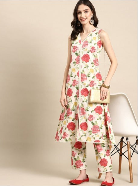 Angel Wardrobe : Presents Off white printed Kurta with Trousers
