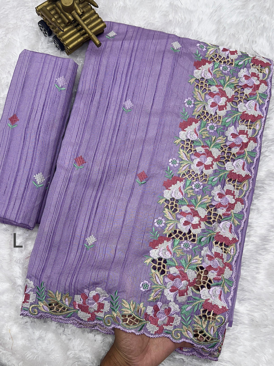 Angelwardrobes Embrace your femininity & make a statement  with our stunning cut work visca slub silk saree. Narayani