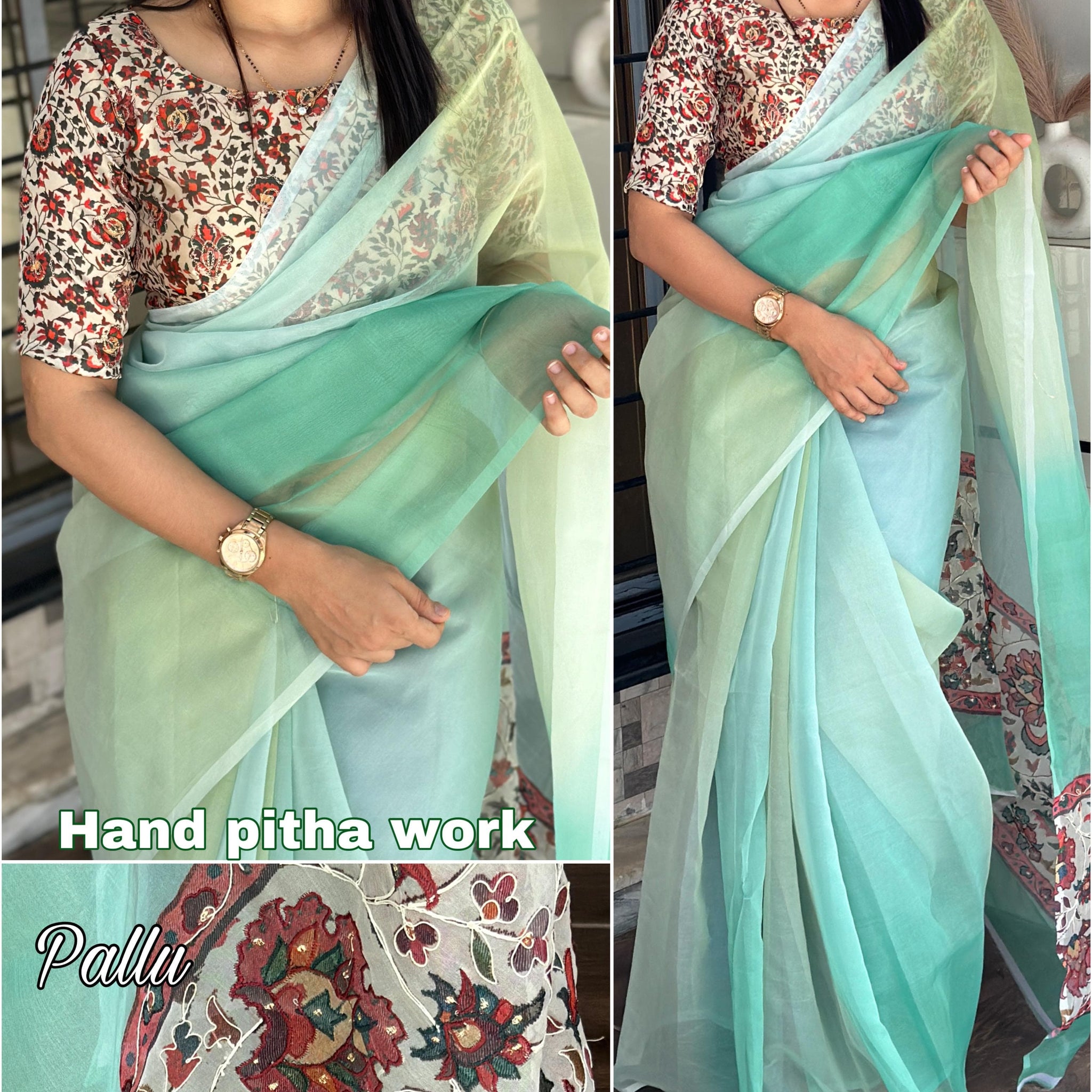 Angel Wardrobe: Presents A perfect shaded printed light weight saree with pallu concept pattern